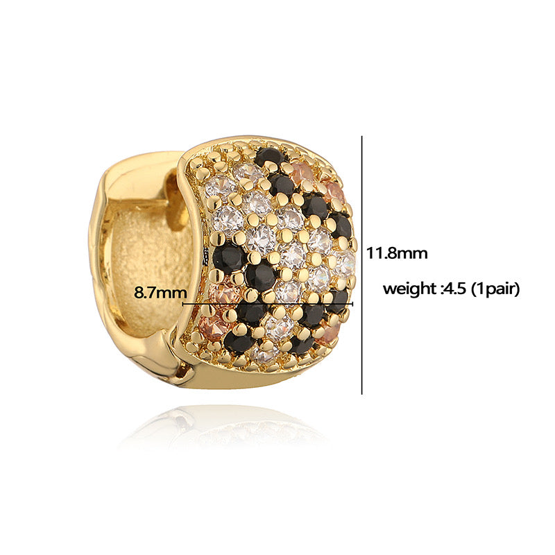 E2917 Aretes argolla cobre chapado en oro 18k zirconia 1cm