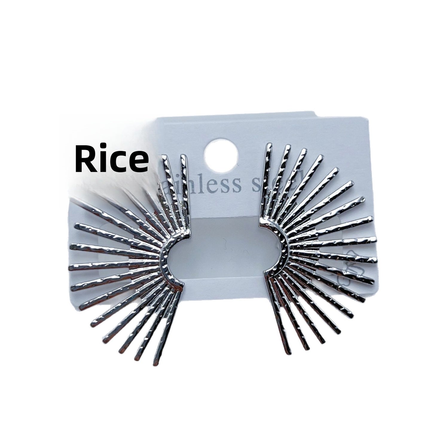 E7067 Aretes picos plateados arco aleacion 4cm
