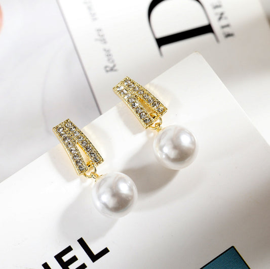 J597 Aretes perla aleacion 3cm