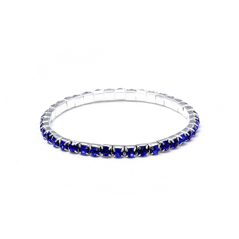B942 Pulsera zafiro azul cristal aleacion unisexo elástica