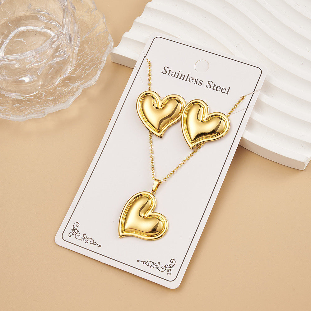 C1620 Conjunto incluye collar aretes acero inoxidable 304 collar 22cm aretes y dije 2.5cm