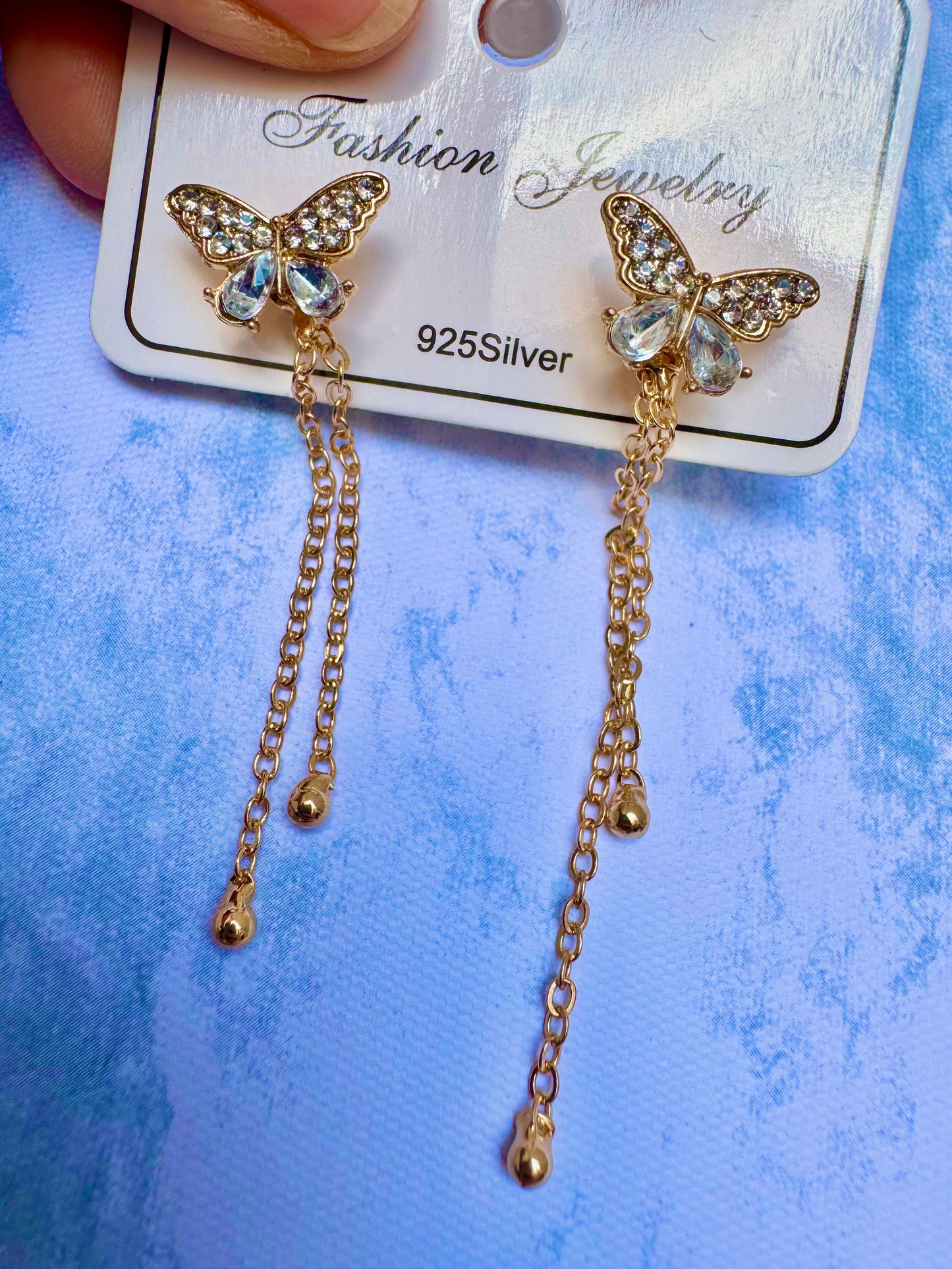 J382 Aretes mariposa aleacion zirconia 5cm