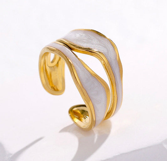 A534 Anillo blanco dorado acero inoxidable 304 abierto