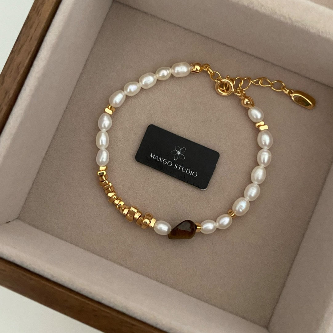 B539 pulsera elegante cuentas cobre 20cm