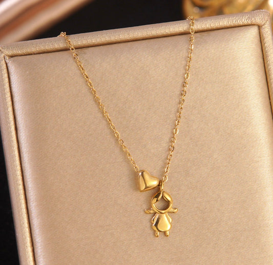 C1310 collar dorado niña acero inoxidable chapado en oro de 18k