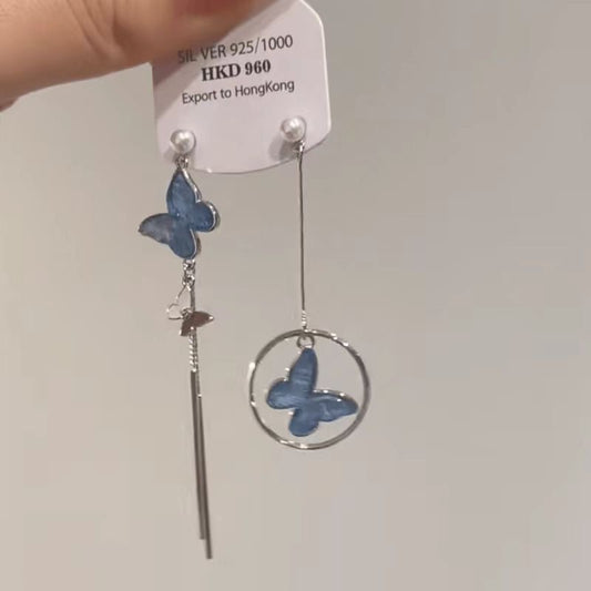 E3913 Aretes asimétricos mariposa aleacion 6cm