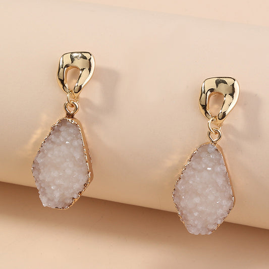E5900 Aretes rombo cristal elegante acero de titanio 5cm
