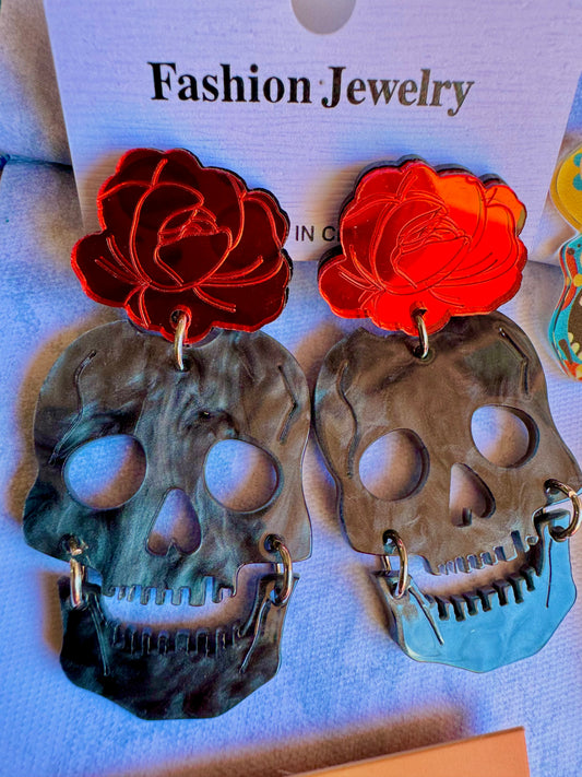 E519 Aretes Calavera Dia De Muertos Halloween