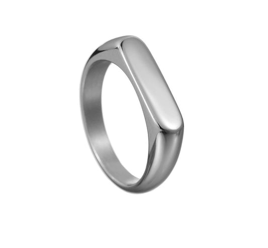 A157 anillo plateado liso para hombre acero inoxidable N12