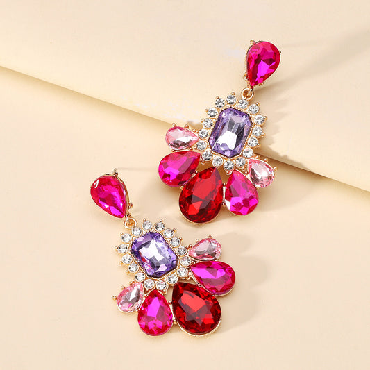E3240 Aretes cristal brillante fiesta elegantes 6cm