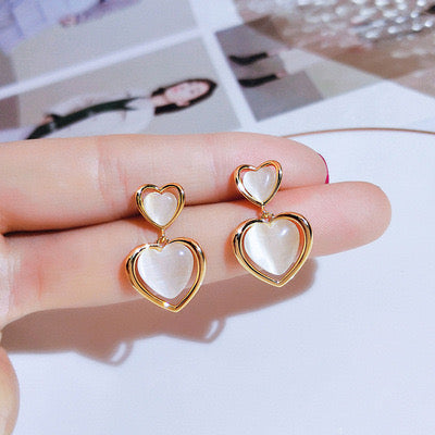 E4931 Aretes corazones cristal aleacion poste de plata 2cm