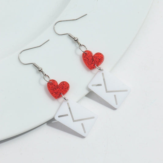 E2350 Aretes sobre de amor acrilico gancho 4.5cm