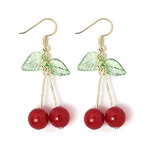 E2582 Aretes cereza gancho colgante resina 4.5cm