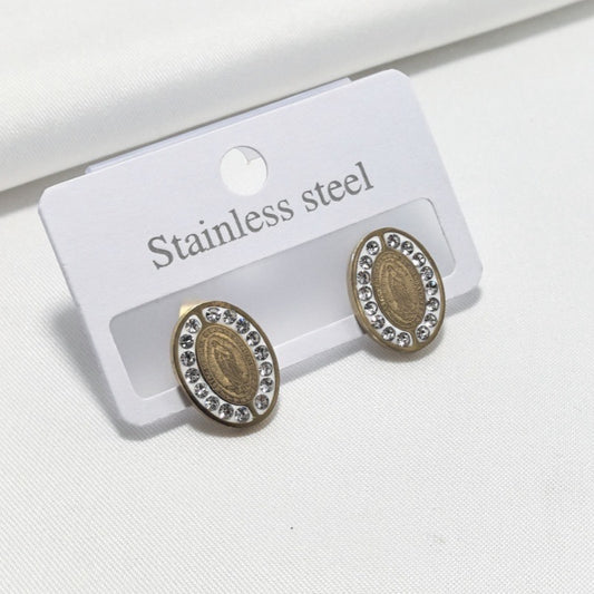 E4735 Aretes virgen de Guadalupe acero inoxidable 1.5cm