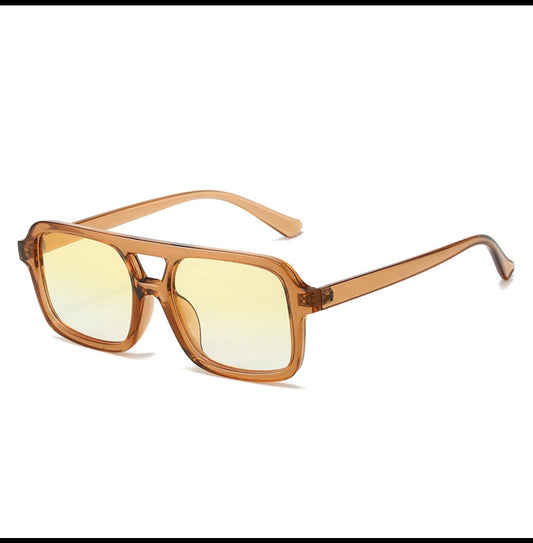 LENT 18 lentes de sol cuadrados proteccion UV400 cafés claro