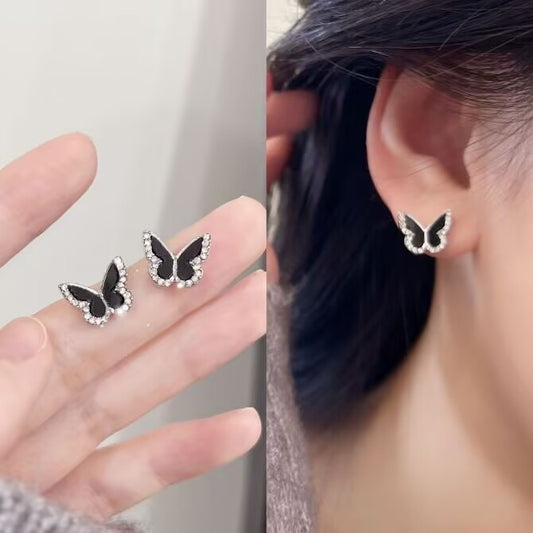 E3473 Aretes mariposa aleacion poste de plata 1cm