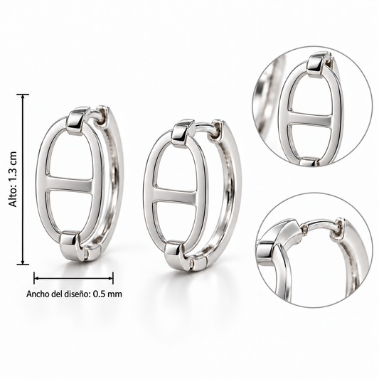 E7512P Aretes plateados cobre poste de plata