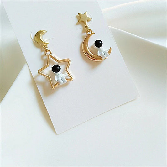 E3959 Aretes astronauta estrella aleacion 3cm