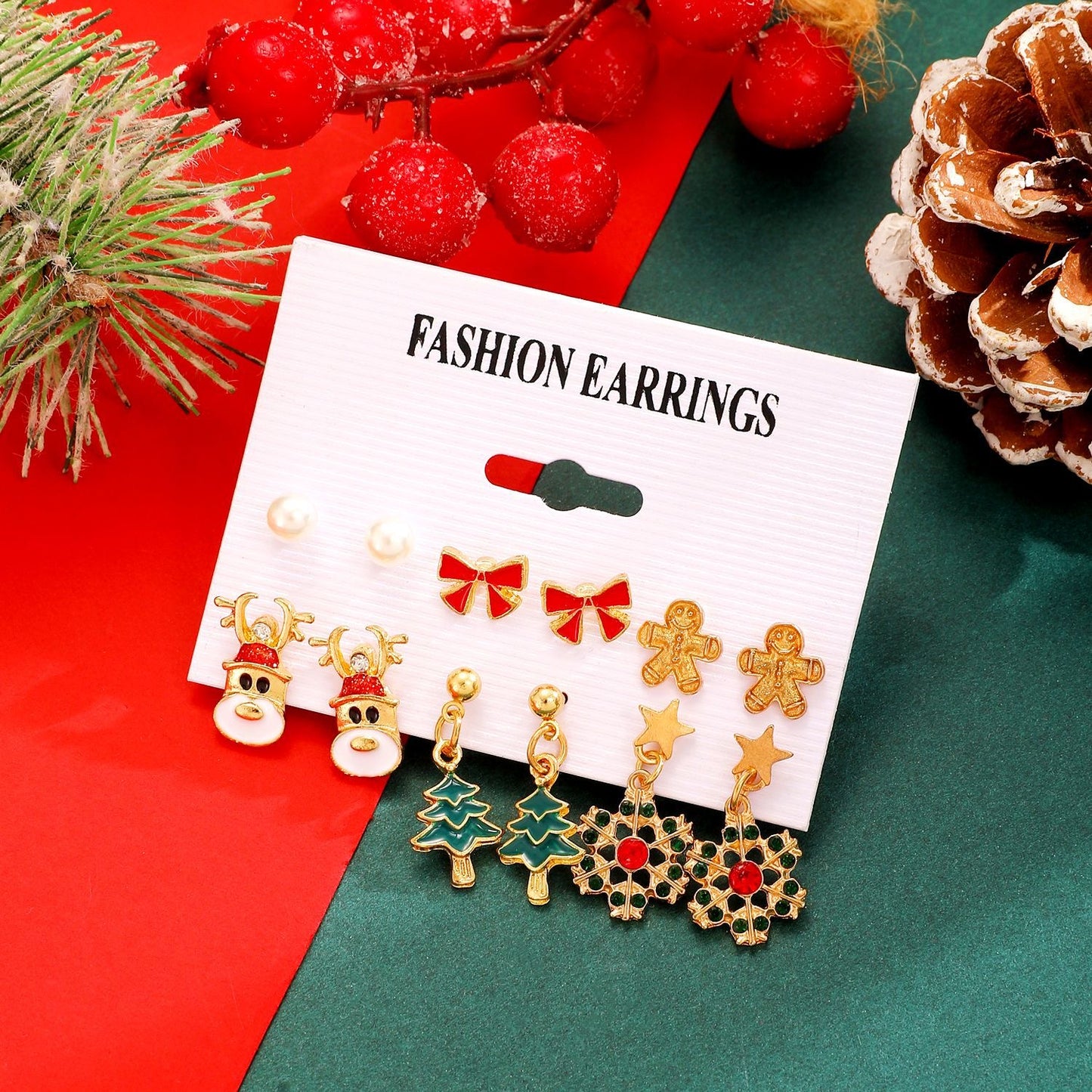 E4367 conjunto de aretes de Navidad 2cm