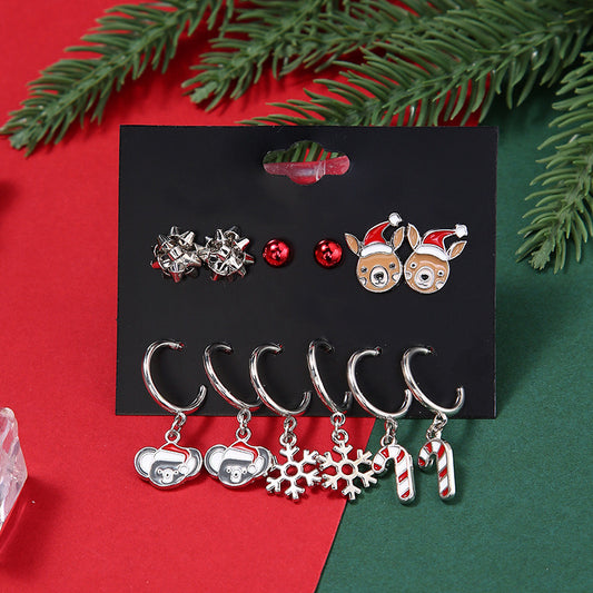 E4209 conjunto de aretes navideños 4cm aleacion