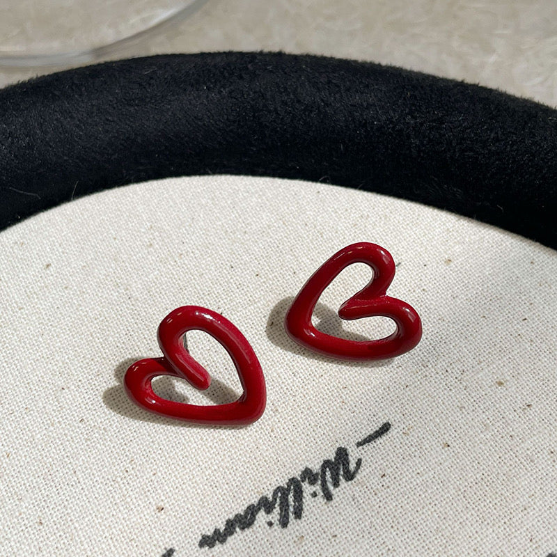 E2256R Aretes corazon esmaltado 1.5cm