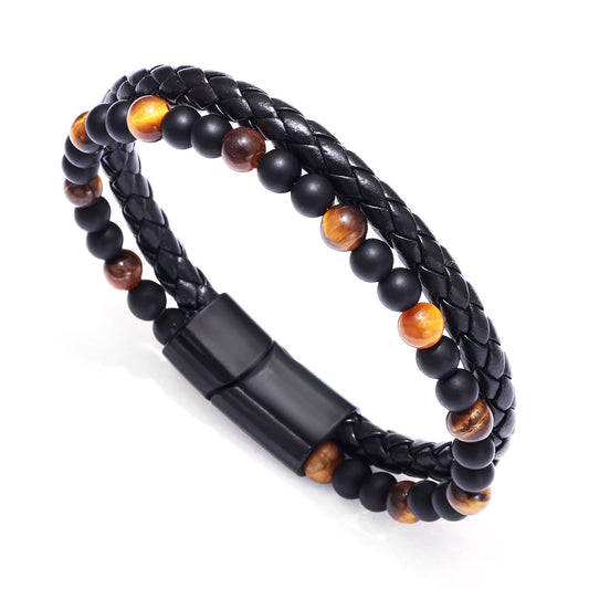 B314 Pulsera caballero cuero sintetico 21.5cm
