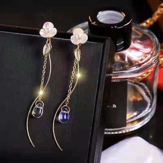 E4675 Aretes flor colgante fiesta resina aleacion 6cm