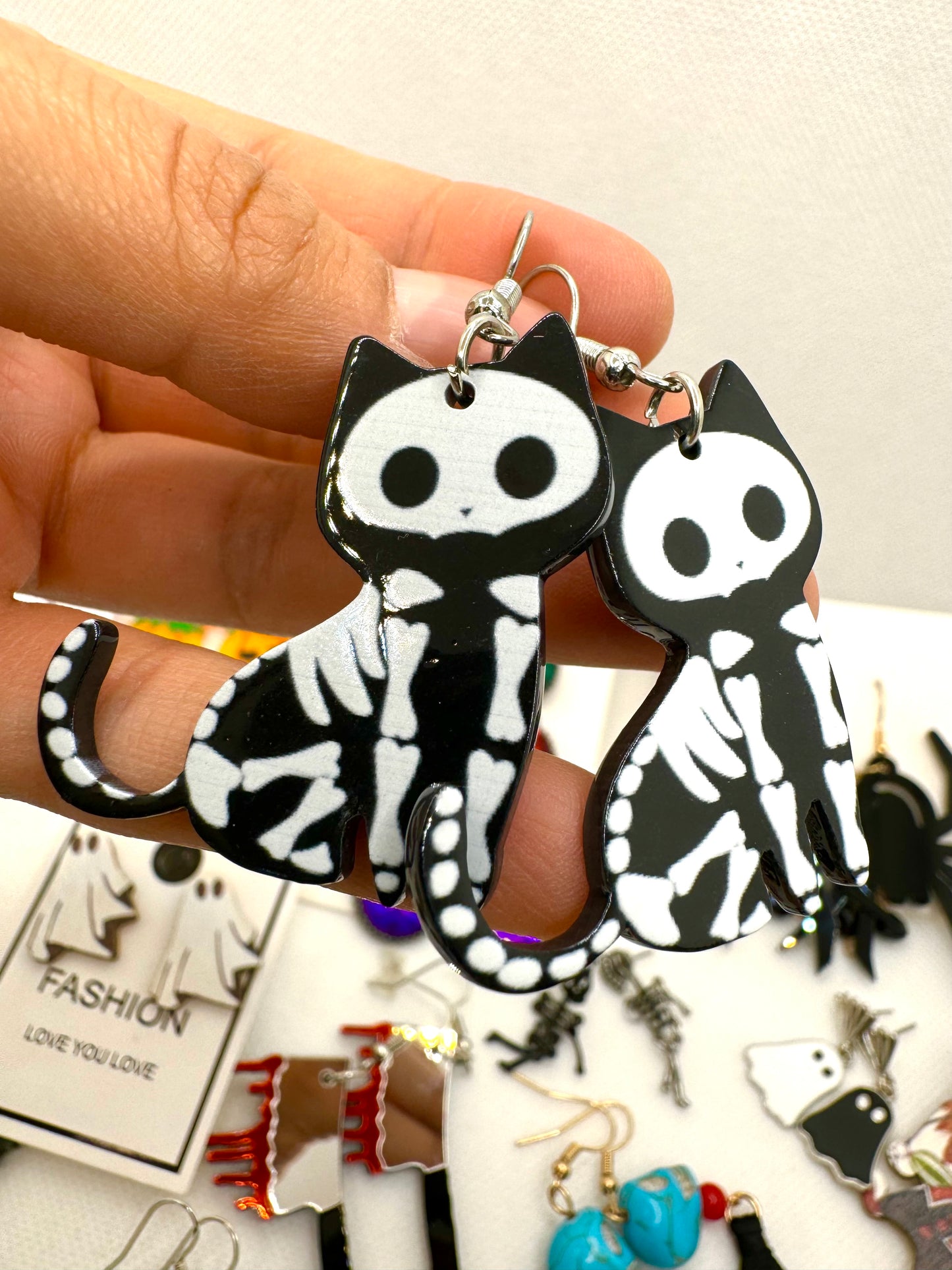 E538 Aretes Gato Negro Esquetelo Halloween