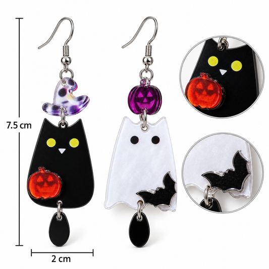 H168 Aretes gatos hallowen de aleacion