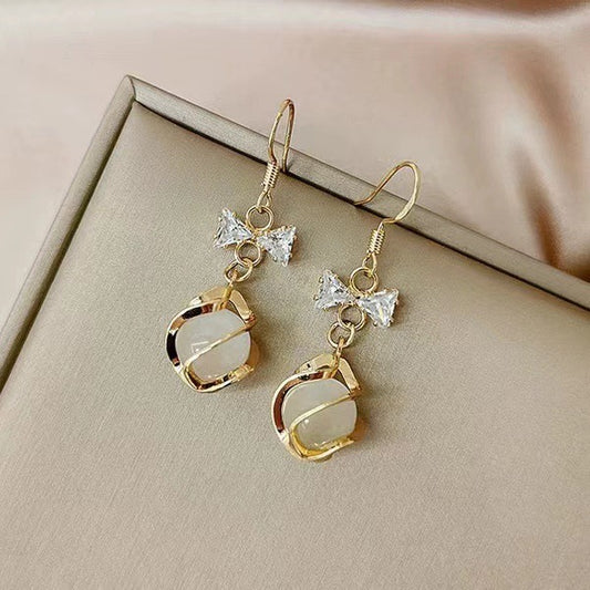 E5841 Aretes esfera moño brillante aleacion 3cm