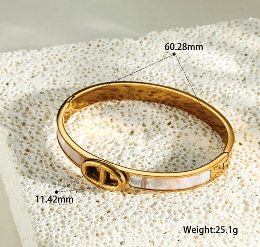 B923 brazalete acero inoxidable chapado en oro de 18k