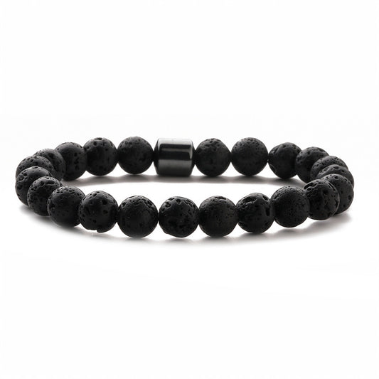 B455 Pulsera unisex cuencas negra