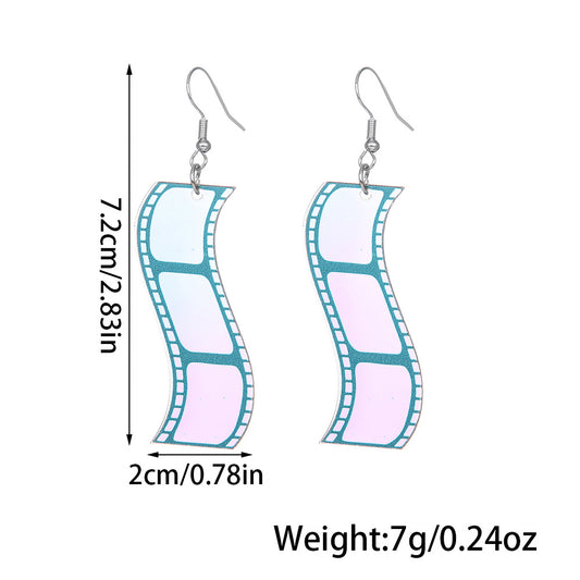 E3522 Aretes cinta de película acrilico 6.5cm
