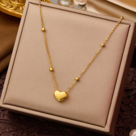 C887 collar corazón dorado acero inoxidable 22cm largo 1cm dije