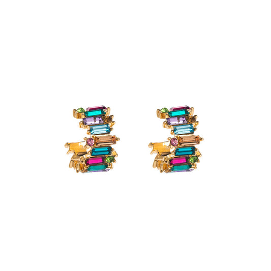 E3668 Arracada cristal colores aleacion 2cm