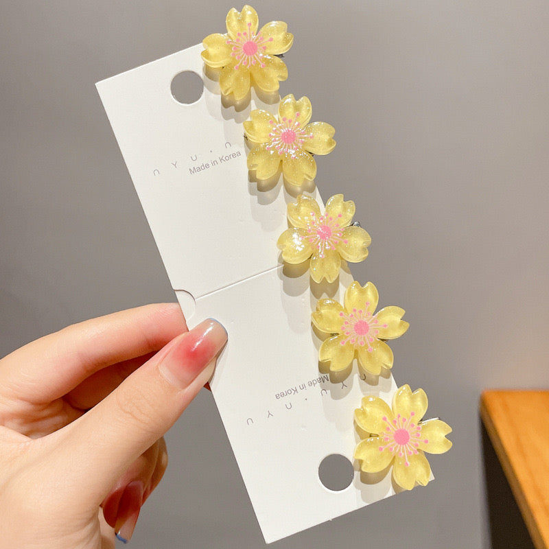 ASC35 Conjunto broches 5 piezas flor para niña medida aproximada 2.5cm por broche