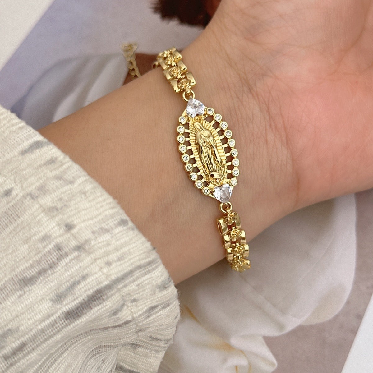 B540 Pulsera virgen de Guadalupe cobre 20cm