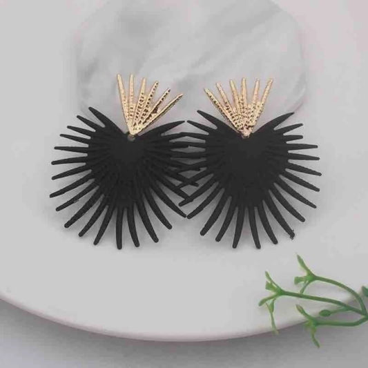 Aretes E231B Negro Rayos Esmalte