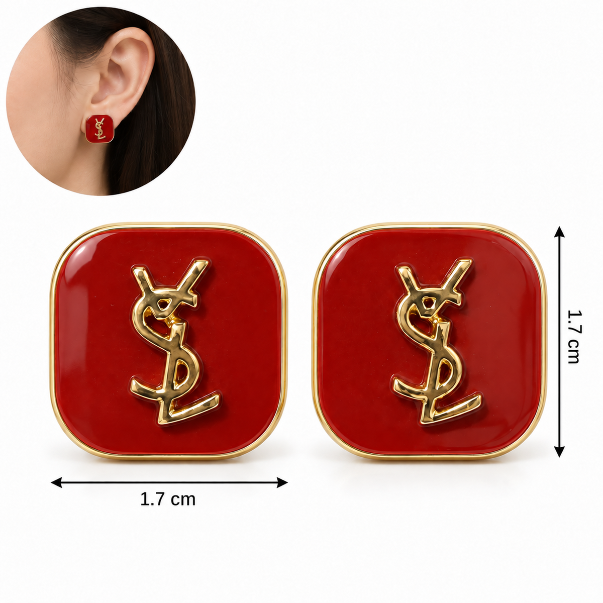 E7557 Aretes rojos estilo vintage diseño otoño aleacion