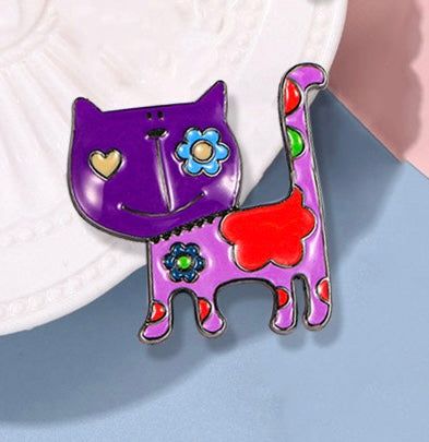 P123 Pin o broche gato para ropa esmaltado metal 3cm