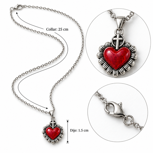 C083 Collar corazon aleacion esmaltada