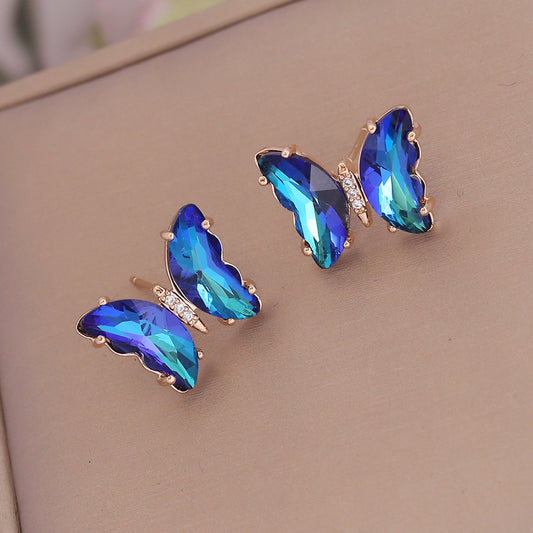 E3665 Aretes mariposa cristal cobre 2cm aleacion