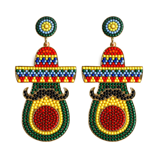 E7346 Aretes aguacate resina base metal 7.5cm