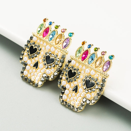 E3829 Aretes cráneo brillante día de muertos Halloween 3.5cm