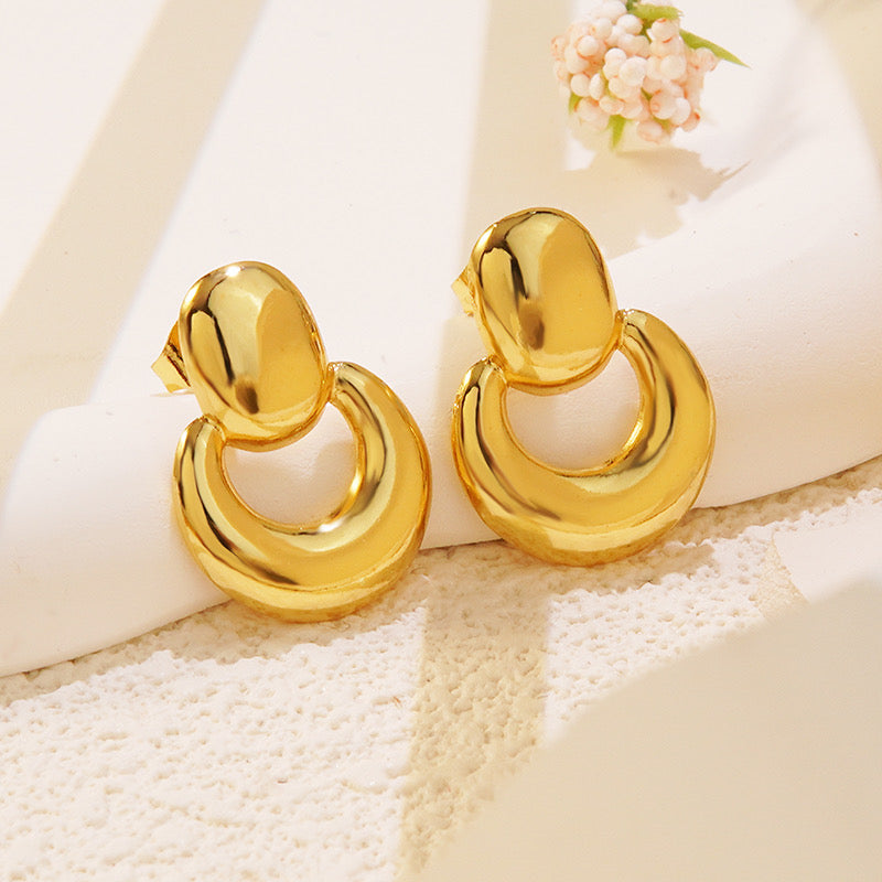 E2895 Aretes dorado acero inoxidable 2cm