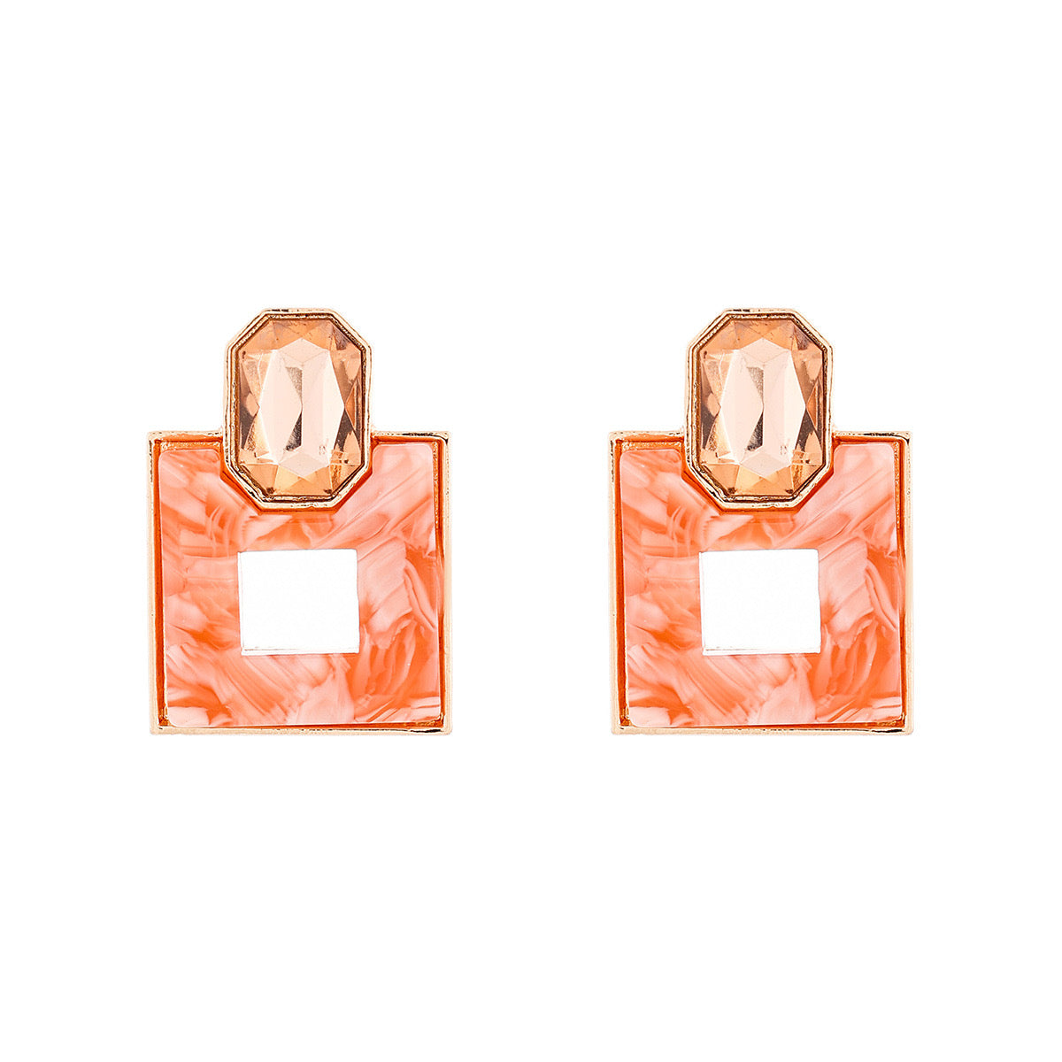 E5977N Aretes cuandrado gota de agua naranja 5cm aleacion
