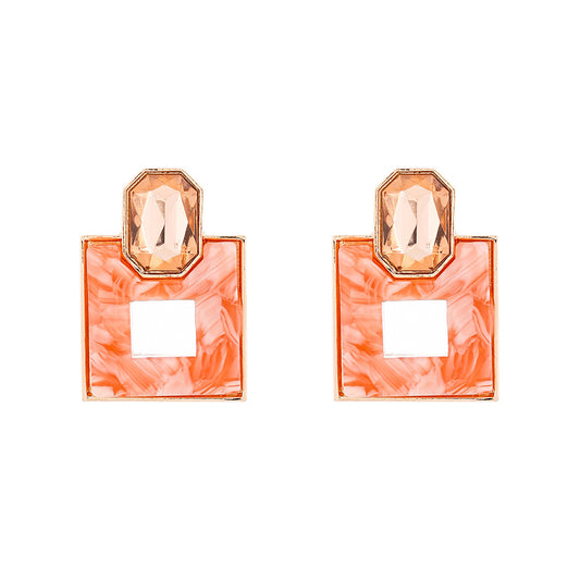 E5977N Aretes cuandrado gota de agua naranja 5cm aleacion