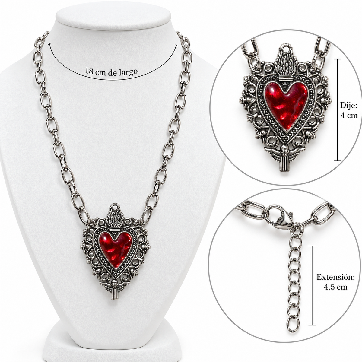 C054 Collar corazon de aleacion