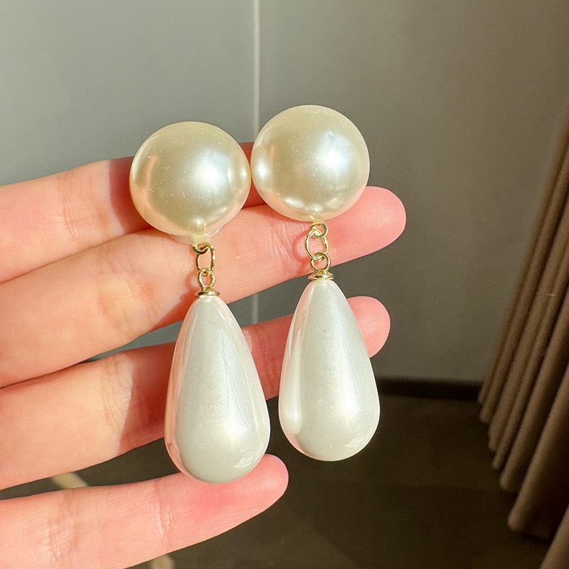 E5856 Aretes colgantes Gota de agua perla aleacion 5cm