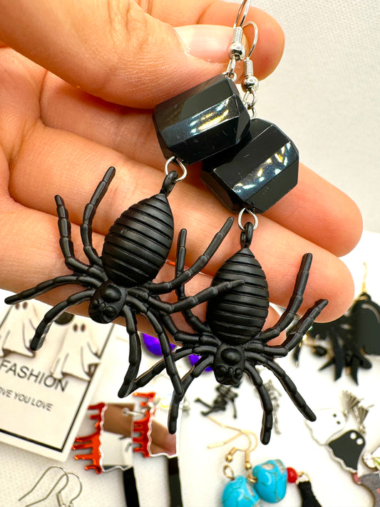 E514 Aretes Grandes Araña Halloween